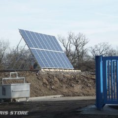 Alimentation solaire d'un pont pèse camion à l'entrée d'une decheterie