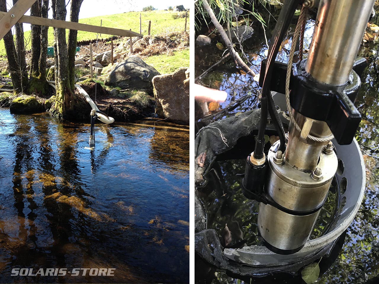 Pompe solaire pour éviter l'accès du bétail à une rivière ou un ruisseau